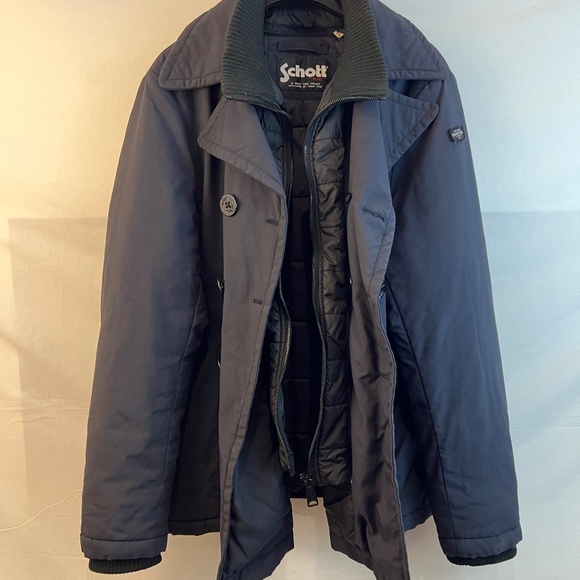 SCHOTT Bros - Vintage Peacoat - 2 in 1 Collar Lined Coat- Navy XL - 80% OFF SALE - Picture 3 of 16